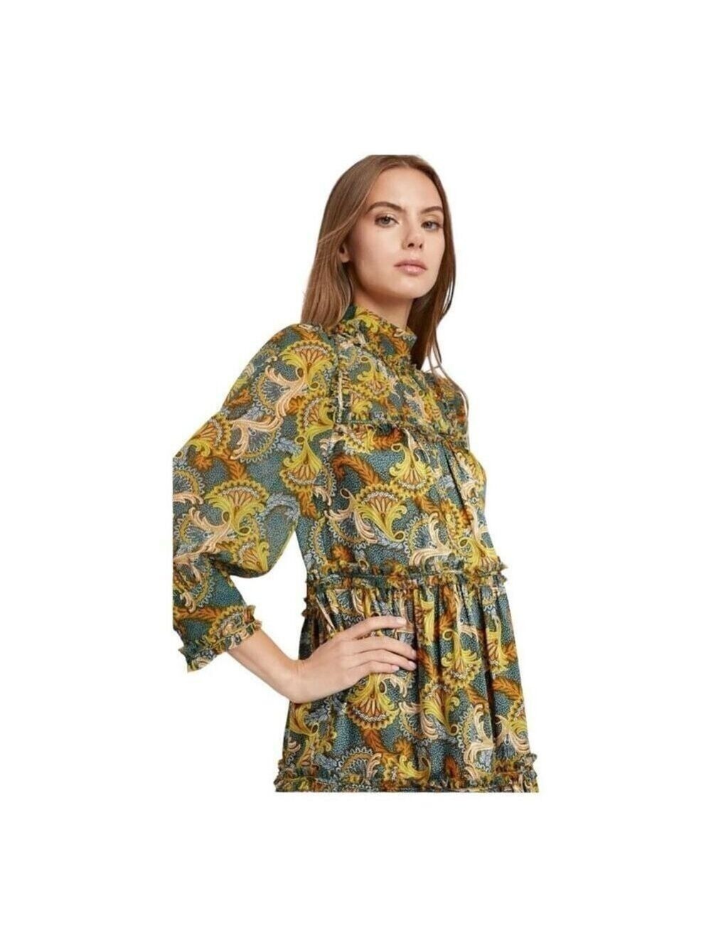 Cinq a Sept Brady Paisley Ruffle Tiered Babydoll Dress Size 6 - Picture 7 of 16